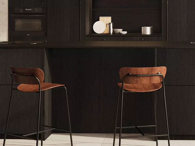 Vertical Groove Detail on Black Cabinets